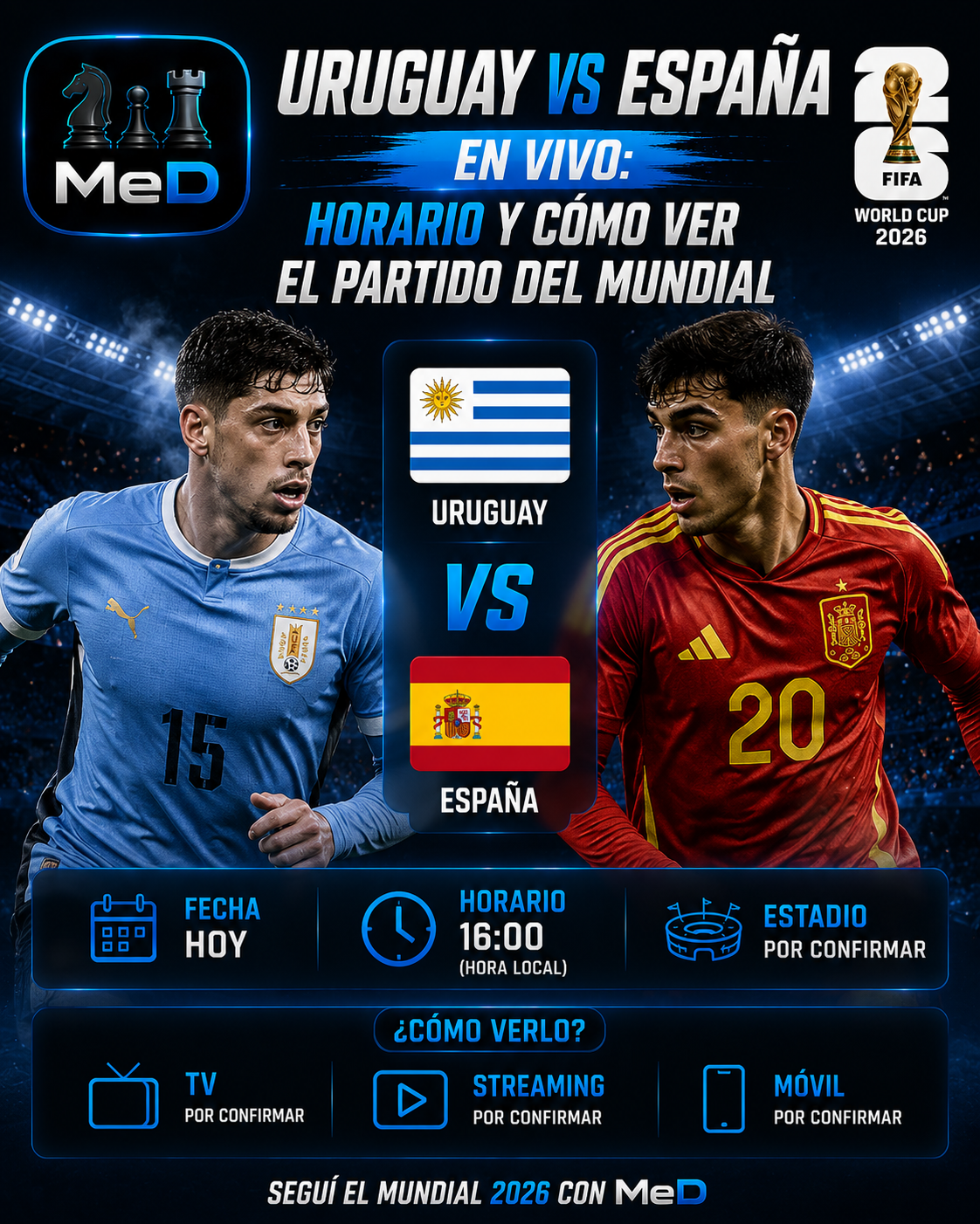 Uruguay vs España en vivo: Horario y cómo ver el partido del Mundial
